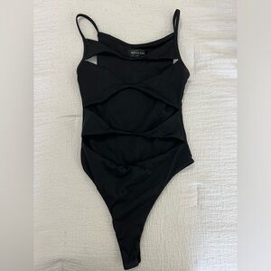White Fox cutout black bodysuit size xs